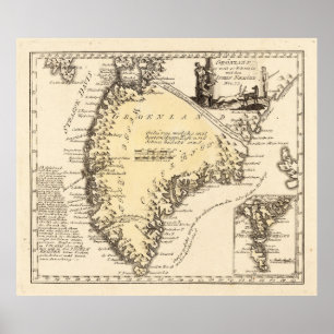 Vintagekarta av Grönlandet (1791) Poster