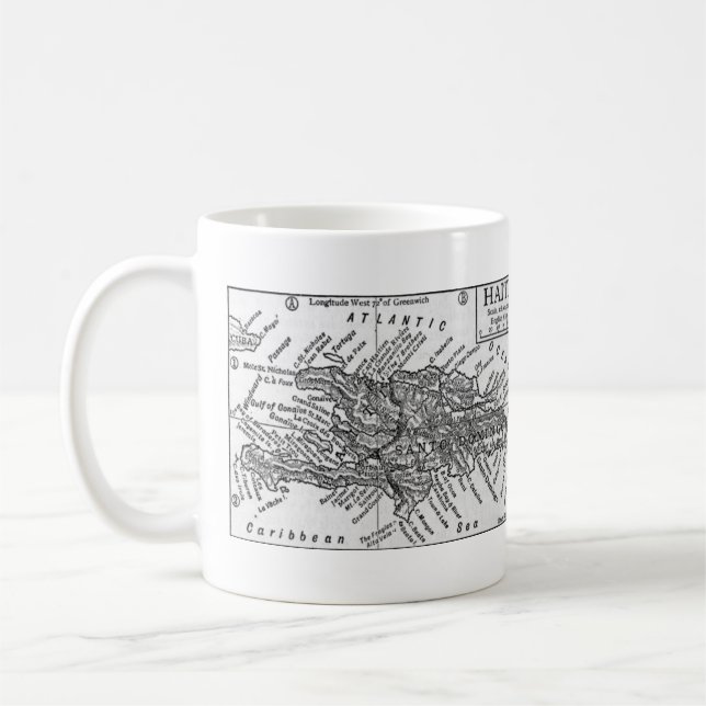 Vintagekarta av Haiti (1911) Kaffemugg (Vänster)