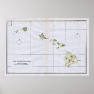 Vintagekarta av Hawaii (1883) Poster