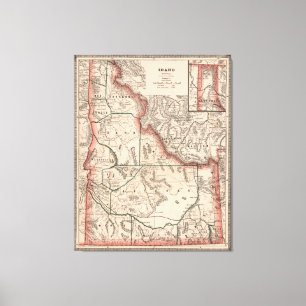 Vintagekarta av Idaho (1883) Canvastryck