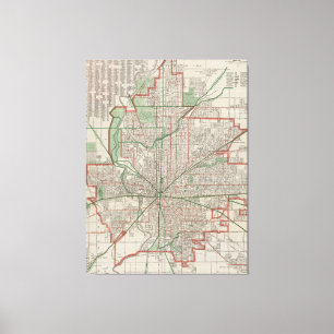 Vintagekarta av Indianapolis Indiana (1921) Canvastryck