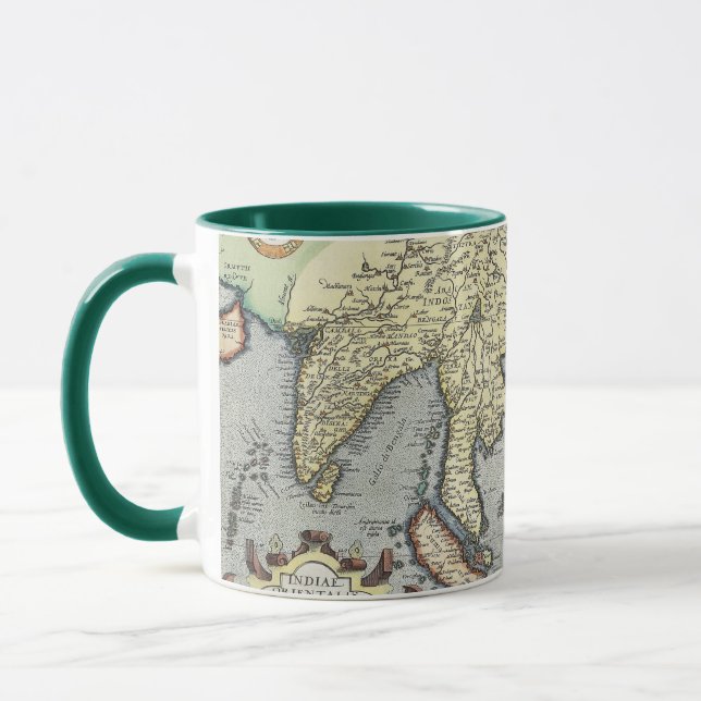 Vintagekarta av Indien | 1592 Mugg (Vänster)