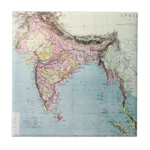 Vintagekarta av Indien   1877 Kakelplatta