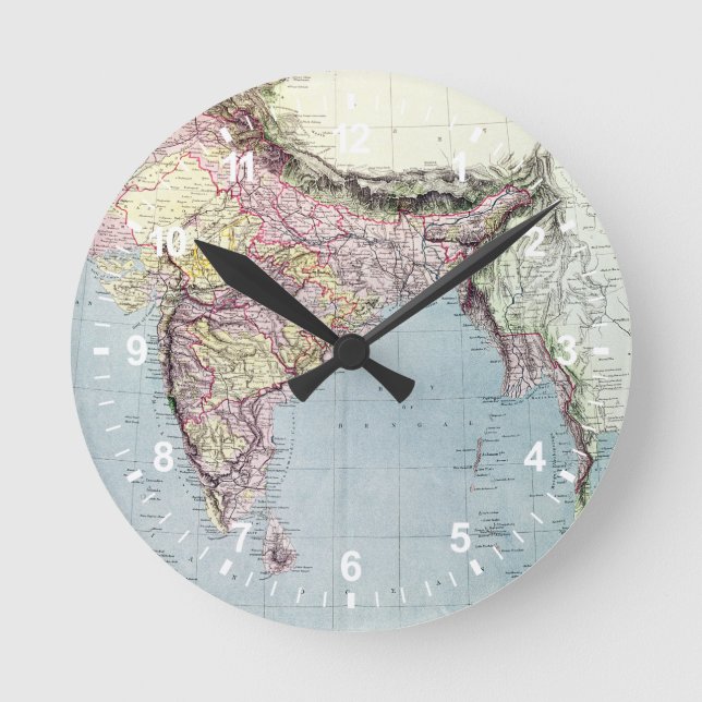 Vintagekarta av Indien | 1877 Rund Klocka (Framsida)