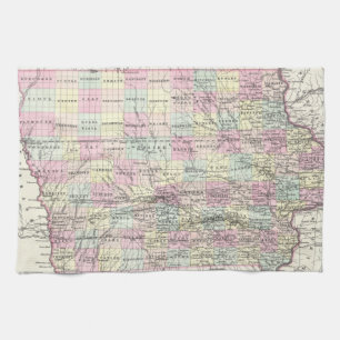 Vintagekarta av Iowa (1855) Kökshandduk