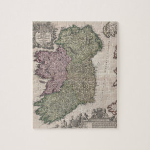 Vintagekarta av Irland (1716) Pussel