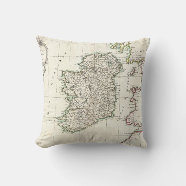 Vintagekarta av Irland (1771) Kudde (Framsida)