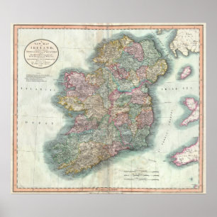 Vintagekarta av Irland (1799) Poster