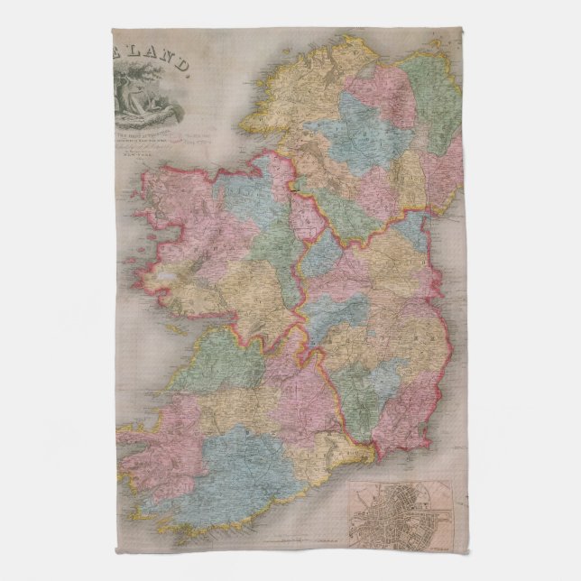 Vintagekarta av Irland (1835) Kökshandduk (Vertikal)