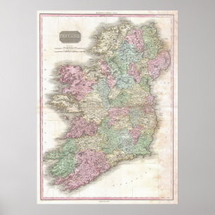 Vintagekarta av Irland Poster