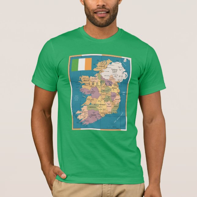 Vintagekarta av Irland T Shirt (Framsida)