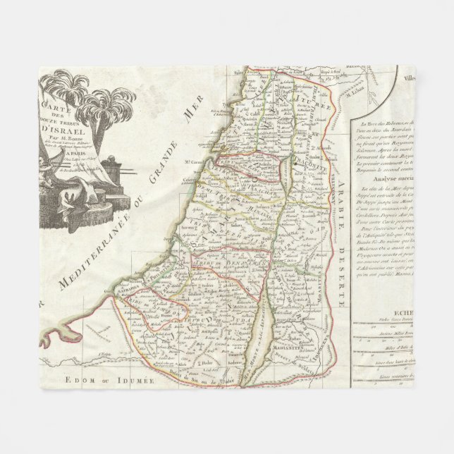 Vintagekarta av Israel (1770) Fleecefilt (Framsidan (Horisontell))