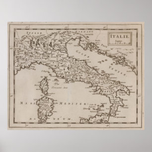 Vintagekarta av italien (1681) poster