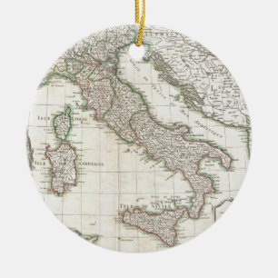 Vintagekarta av italien (1770) julgransprydnad keramik