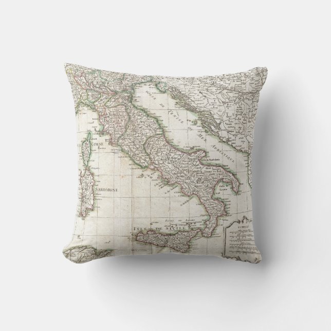 Vintagekarta av italien (1770) kudde (Framsida)