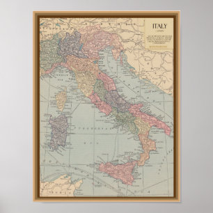 Vintagekarta av italien poster