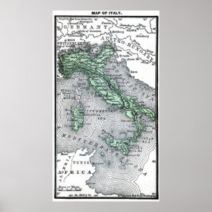 Vintagekarta av italien poster