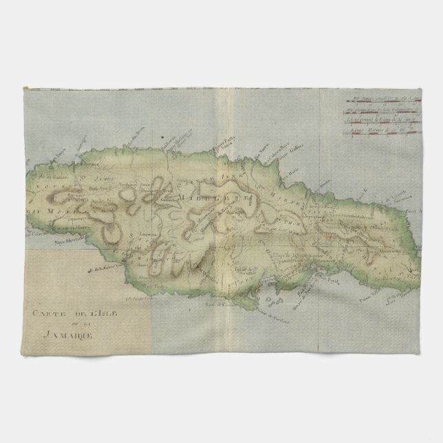 Vintagekarta av Jamaica (1780) Kökshandduk (Horisontell)