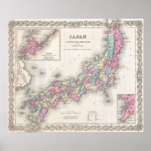 Vintagekarta av Japan (1855) Poster