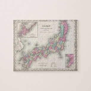 Vintagekarta av Japan (1855) Pussel