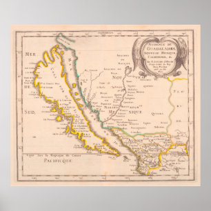 Vintagekarta av Kalifornien (1657) Poster