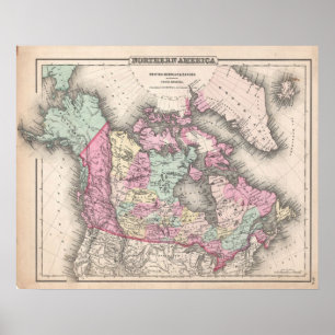 Vintagekarta av Kanada (1857) Poster