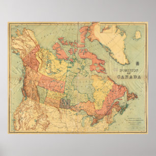 Vintagekarta av Kanada (1898) Poster