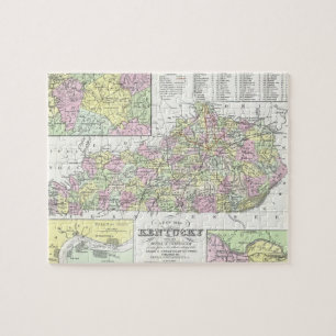 Vintagekarta av Kentucky (1850) Pussel