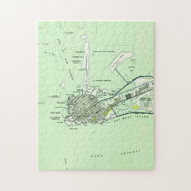 Vintagekarta av Key West Florida (1943) Pussel (Vertikal)