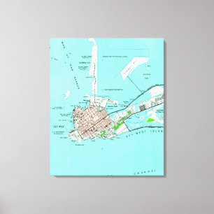 Vintagekarta av Key West Florida (1962) Canvastryck