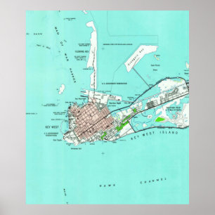 Vintagekarta av Key West Florida (1962) Poster