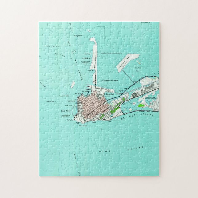 Vintagekarta av Key West Florida (1962) Pussel (Vertikal)