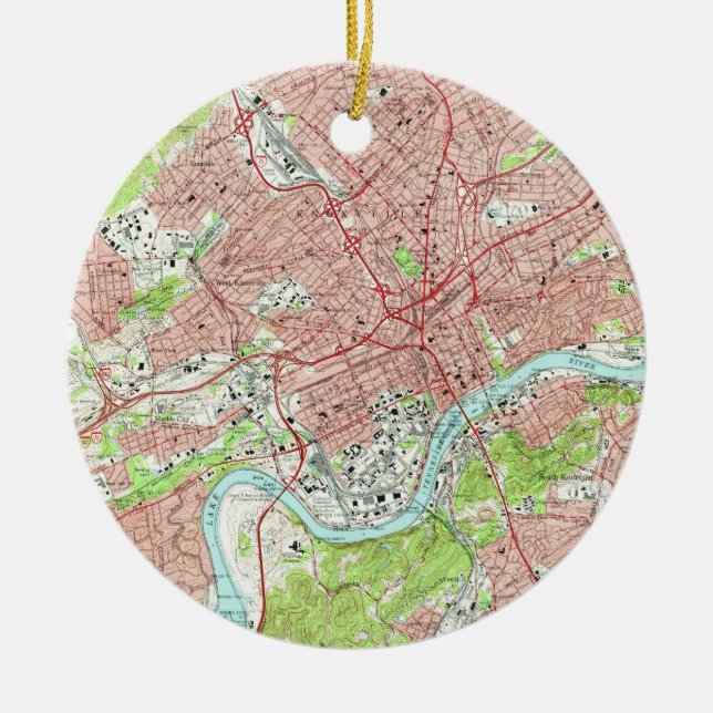 Vintagekarta av Knoxville Tennessee (1966) Julgransprydnad Keramik (Framsidan)