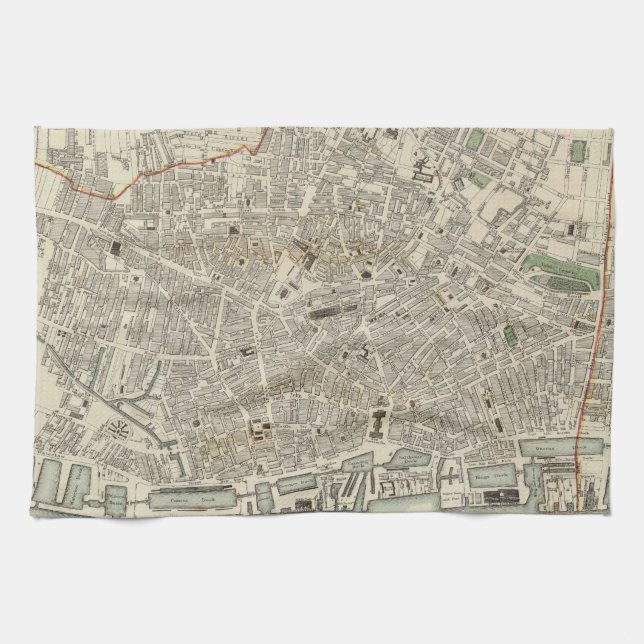 Vintagekarta av Liverpool England (1836) Kökshandduk (Horisontell)