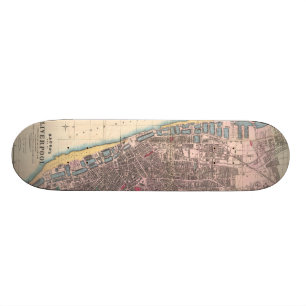 Vintagekarta av Liverpool England (1890) Old School Skateboard Bräda 21,6 Cm