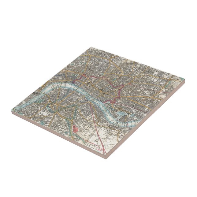 Vintagekarta av London (1848) Kakelplatta (Sidan)