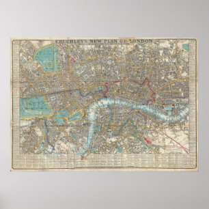Vintagekarta av London (1848) Poster