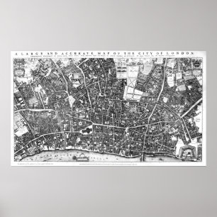 Vintagekarta av London England (1677) Poster