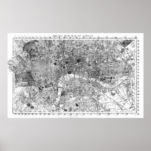 Vintagekarta av London England (1860) BW Poster