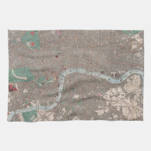 Vintagekarta av London England (1862) Kökshandduk