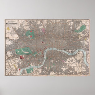 Vintagekarta av London England (1862) Poster