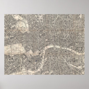 Vintagekarta av London England (1899) 2 Poster