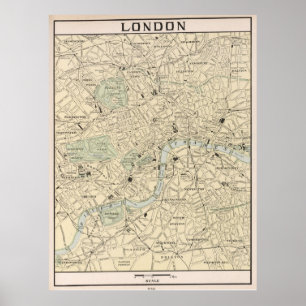 Vintagekarta av London England (1901) Poster