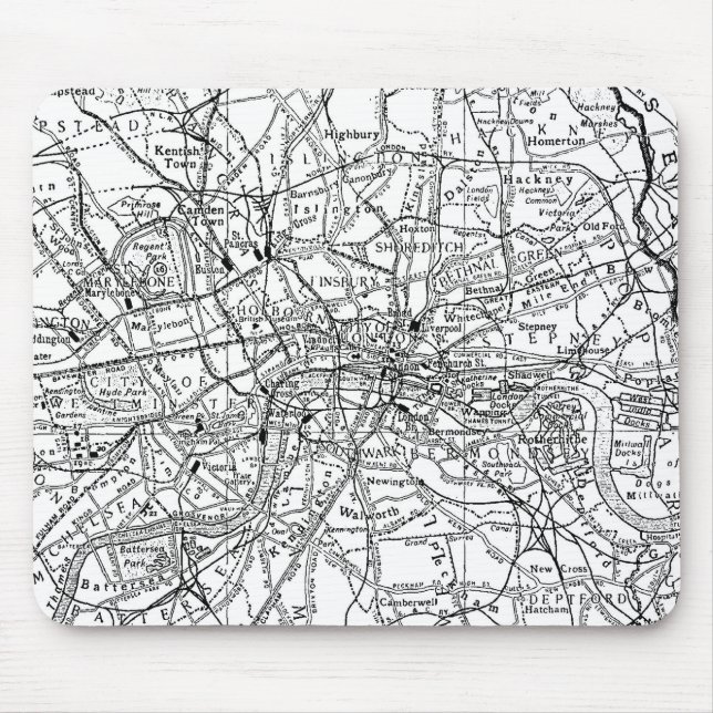 Vintagekarta av London England (1911) Musmatta (Framsidan)