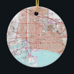 Vintagekarta av Long Beach Kalifornien (1964) Julgransprydnad Keramik<br><div class="desc">Denna är en vintagekarta av Long Beach Kalifornien som produceras ursprungligen i 1964.</div>