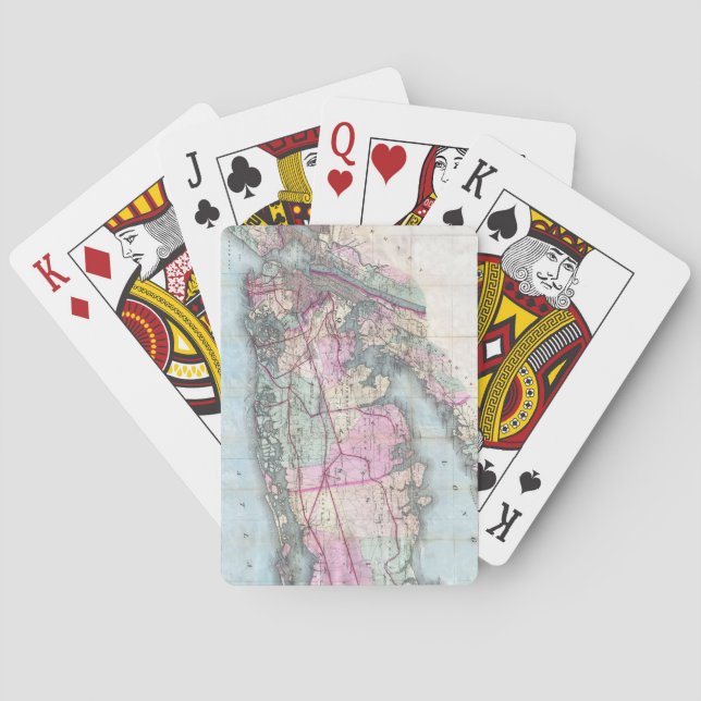 Vintagekarta av Long Islandet (1880) Spelkort (Baksidan)