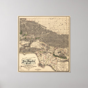 Vintagekarta av Los Angeles County CA (1900) Canvastryck
