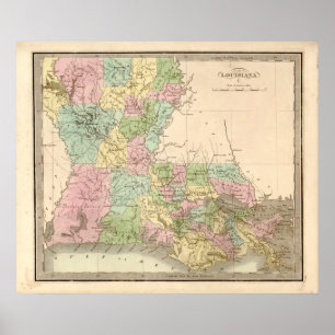 Vintagekarta av Louisiana Poster