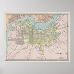 Vintagekarta av Louisville KY (1901) Poster