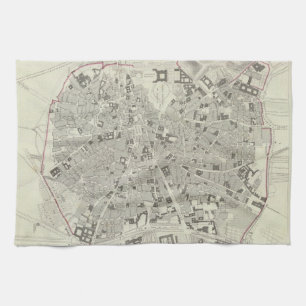 Vintagekarta av Madrid Spanien (1831) Kökshandduk